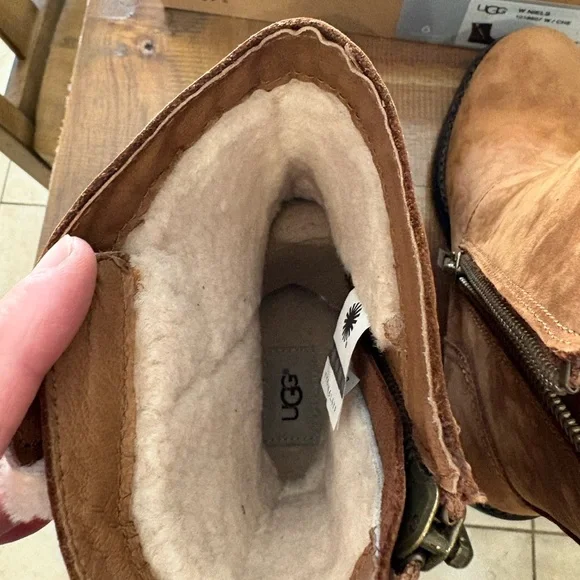 NIB UGG Chestnut Boots with Buckle Detail - Picture 7 of 10